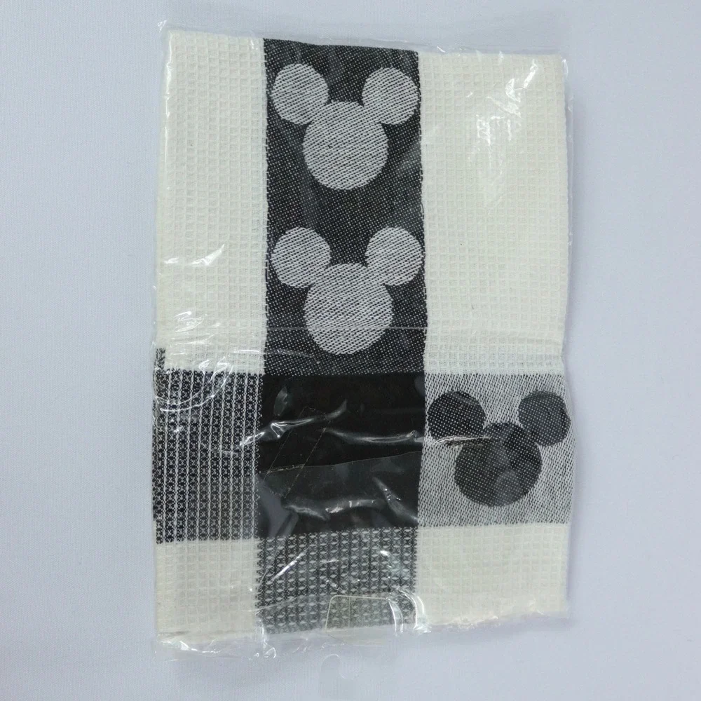 NEW Disney Parks Home Black and White Kitchen Towel Mickey Mouse Waffle Weave